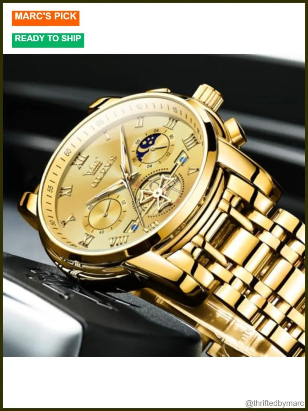 Business Large Numeral Quartz Watch Stainless Steel Luminous Waterproof
